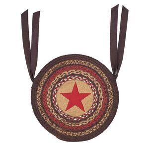 Farmhouse Landon Star Jute Braided Chair Pad 15 inch Country